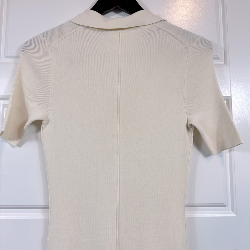 Everlane Women’s Classic Viscose Knit V-Neck Polo Midi Dress Beige Size Small - Picture 6 of 13